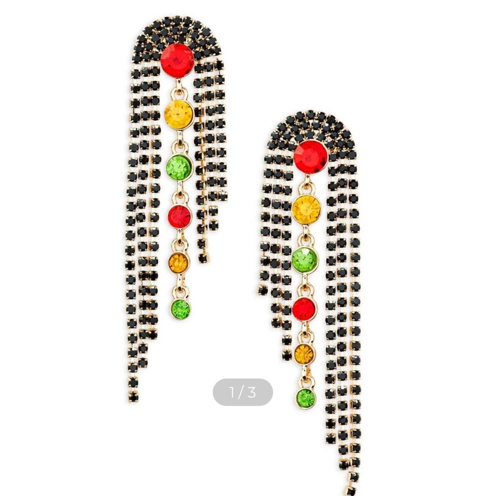 NEW Nordstrom Leith Kwanzaa Rhinestone‎ Statement Drop Earrings Jewelry